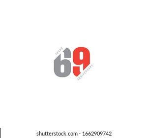 69 years anniversary or birthday celebration design template Vector.
