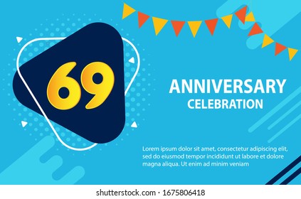 69 years anniversary celebration logo vector template design