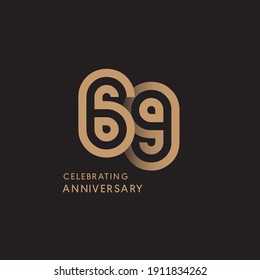 69 years anniversary celebration logotype with modern number gold color for celebration