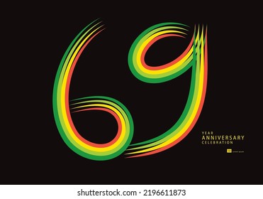 69 years anniversary celebration logotype colorful line vector, 69th birthday logo, 69 number design, Banner template, logo number elements for invitation card, poster, t-shirt.