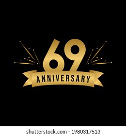 69 years anniversary celebration template for social media post, flyer, banner, poster, greeting cards, or print. Vector Eps10