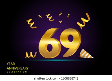 69 Years Anniversary Celebration Vector Template Design Illustration