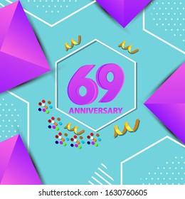 69 Years Anniversary Celebration Vector Template Design Illustration