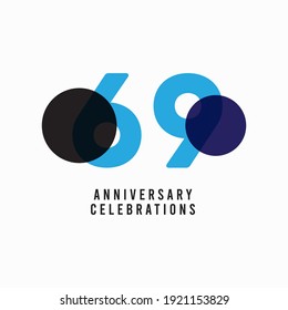 69 Years Anniversary Celebration Vector Template Design Illustration
