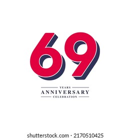 69 Years Anniversary Celebration Vector Template Design Illustration