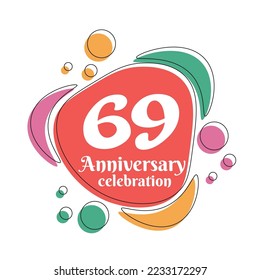 Plantilla de diseño de 69 años. Ilustración de la plantilla de vector abstracto.