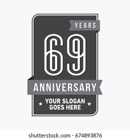 69 years anniversary design template. Vector and illustration.