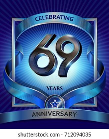 69 years anniversary design template for invitation, advertising, banner, vector design