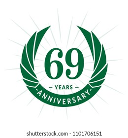 69 years anniversary. Elegant anniversary design. 69 years logo.