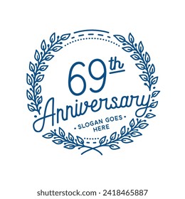 69 years anniversary logo collection. 69th years anniversary celebration hand drawn logotype. Vector and illustration.