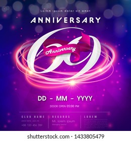 69 years anniversary logo template on purple Abstract futuristic space background. 69th modern technology design celebrating numbers with Hi-tech network digital technology concept design elements.