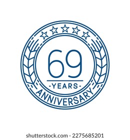 Plantilla de logotipo de 69 años. 69ª línea de vectores e ilustración.
