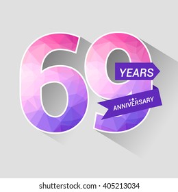 69 Years Anniversary with Low Poly Design