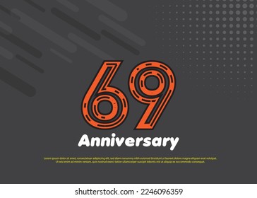 69 Years Anniversary Vector Template Design Illustration