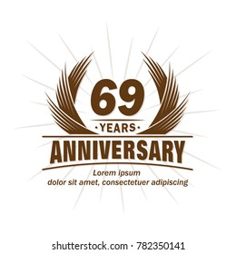 69 years design template. Anniversary vector and illustration template.