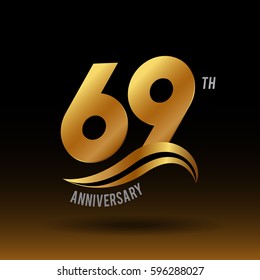 69 years golden anniversary logo celebration