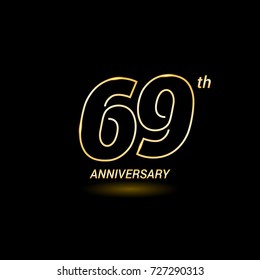 69 years golden line anniversary celebration logo design