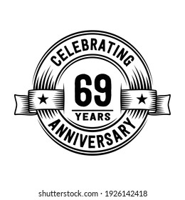 69 years logo design template. 69th anniversary vector and illustration.