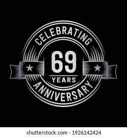 69 Jahre Logo-Design-Vorlage. 69. Jahrestag, Vektorgrafik und Illustration.