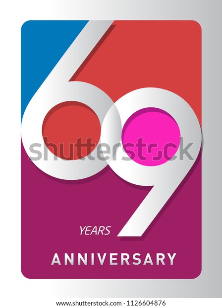 Image Vectorielle De Stock De 69 Ans Celebrant Le Logo Moderne