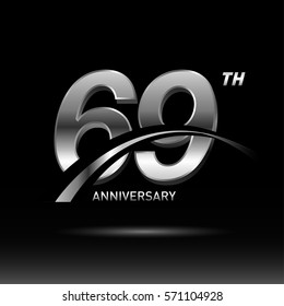 69 years silver anniversary logo celebration