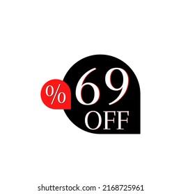 69percent off, black and red balloon design in Vector Illustration 