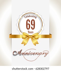 69th Anniversary background, 69 years celebration invitation card vector eps 10