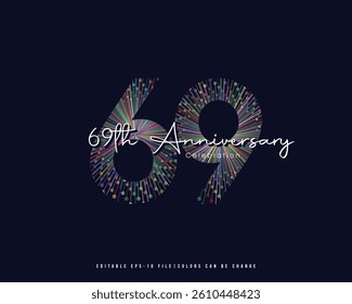 69th Anniversary Celebration Logo Design, Editable Vector Template.