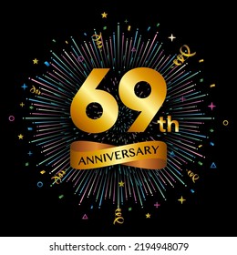 69th anniversary celebration logotype. Golden anniversary celebration template design, Vector illustrations.