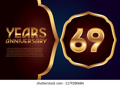 69th Anniversary gold numbers. background for anniversary