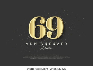 69th anniversary golden. Premium vector design to celebrate birthday. Premium vector background for greeting and celebration.