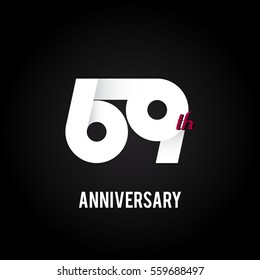 69th Anniversary  Logo Celebration, Flat Design Isolated on Black Background