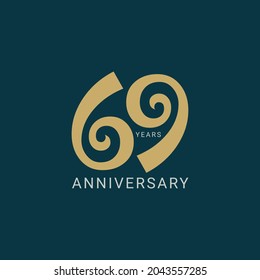 69th Anniversary Logo Design Template. 69th Birthday Celebration. vector icon, Graphic design element 