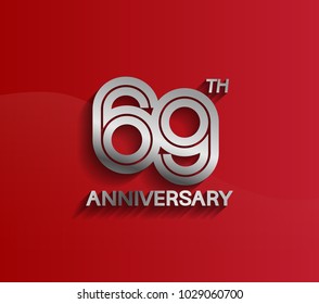 69th anniversary logotype silver color with multiple line style for celebration event