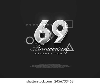 69th anniversary number, modern elegant and simple. Premium vector background for greeting and celebration.