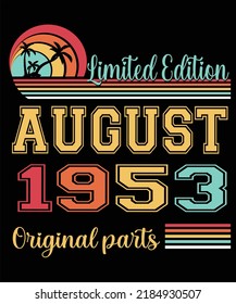 69th Birthday Vintage Legends Born In August 1953 69 Years Old Retro Birthday Ideas Beach Palm Tree