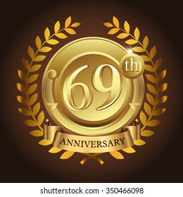 69th golden anniversary wreath ribbon logo