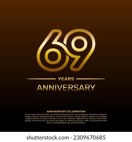 69th year anniversary design template in gold color. vector template illustration