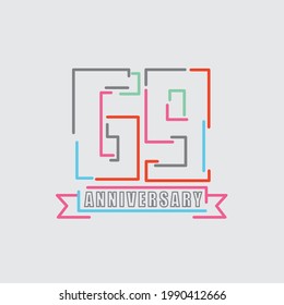 69th Years Anniversary Logo Birthday Celebration Abstract Design Vector Illustration.