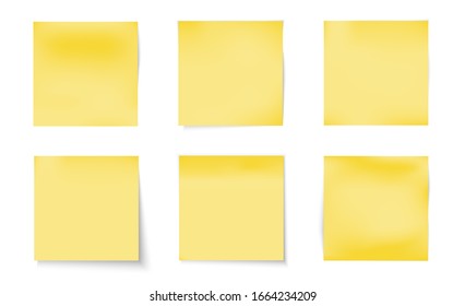 6actions Yellow Post notes set- v.05Mar20-Vector Illustration