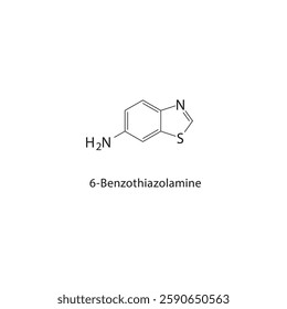 6-Benzothiazolamine skeletal structure.Benzothiazole compound schematic illustration. Simple diagram, chemical formula.