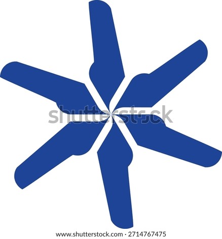 6-Blade Abstract Fan or Propeller Logo Design in Blue