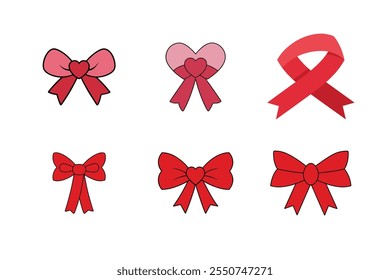 6-bundle template ribbon and bow vector art design