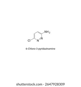 Estrutura esquelética de 6-cloro-3-piridazinamina Ilustração esquemática do composto derivado de piridazina halogenado. Diagrama simples, fórmula química.