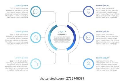 Las infografías de 6 círculos usan seis Elementos circulares para mostrar datos como etapas, métricas o comparaciones en un diseño equilibrado y cíclico. Estos diseños mejoran las presentaciones al mostrar las interconexiones.