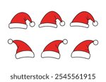 6-different style of a christmas santa hat vector