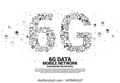 6G Data technology from online function icon. Concept for mobile telecommunication global network.