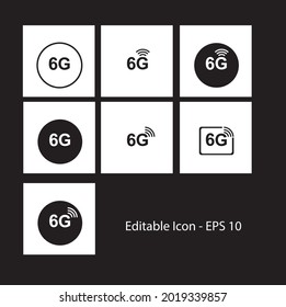 6G icon set vector simple black