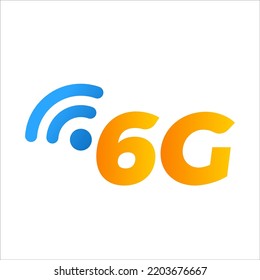 6G-Symbol, Vektorsymbol einzeln auf weißem Hintergrund