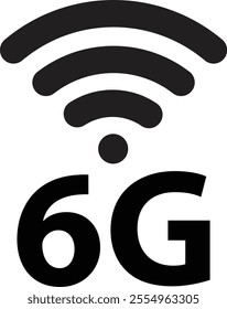 6G internet icon isolated on white background . 6g icon with wifi symbol . Vector illustration